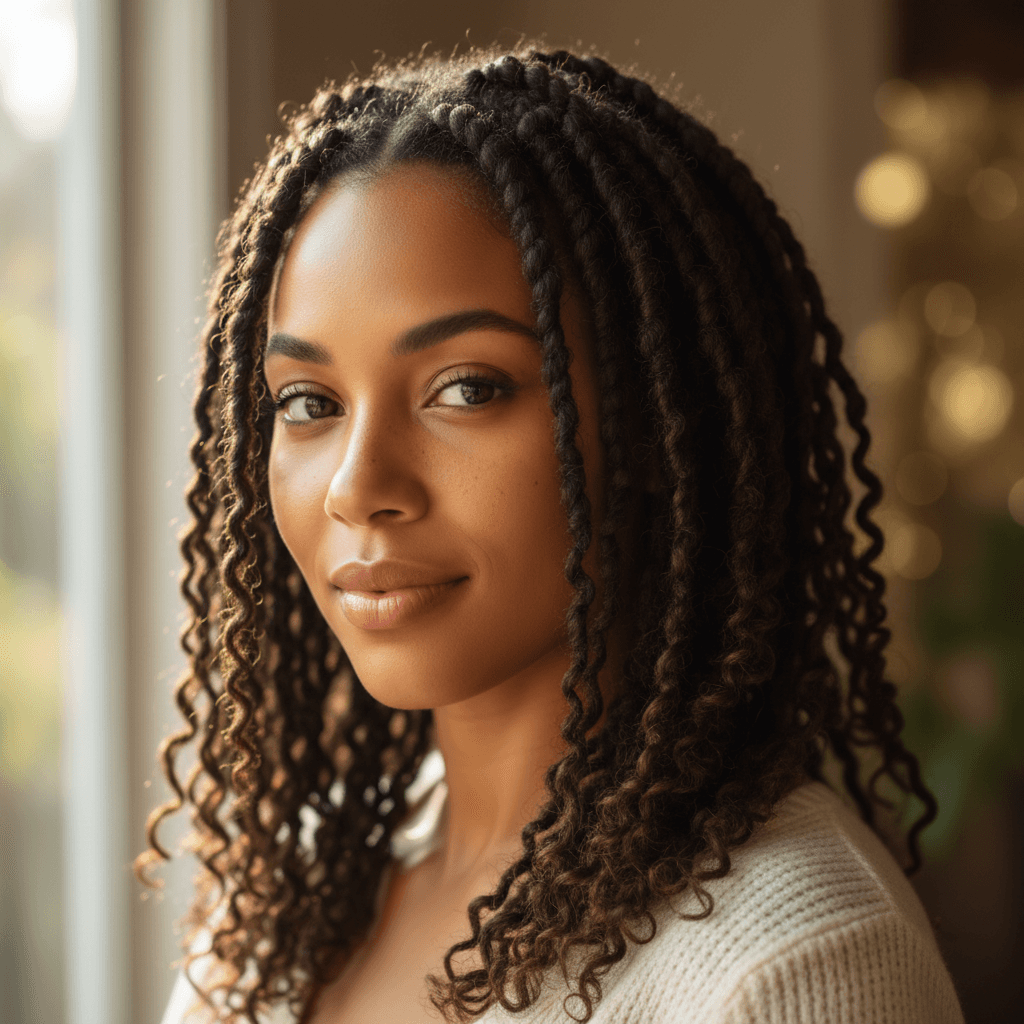 Woman with two-strand natural twists