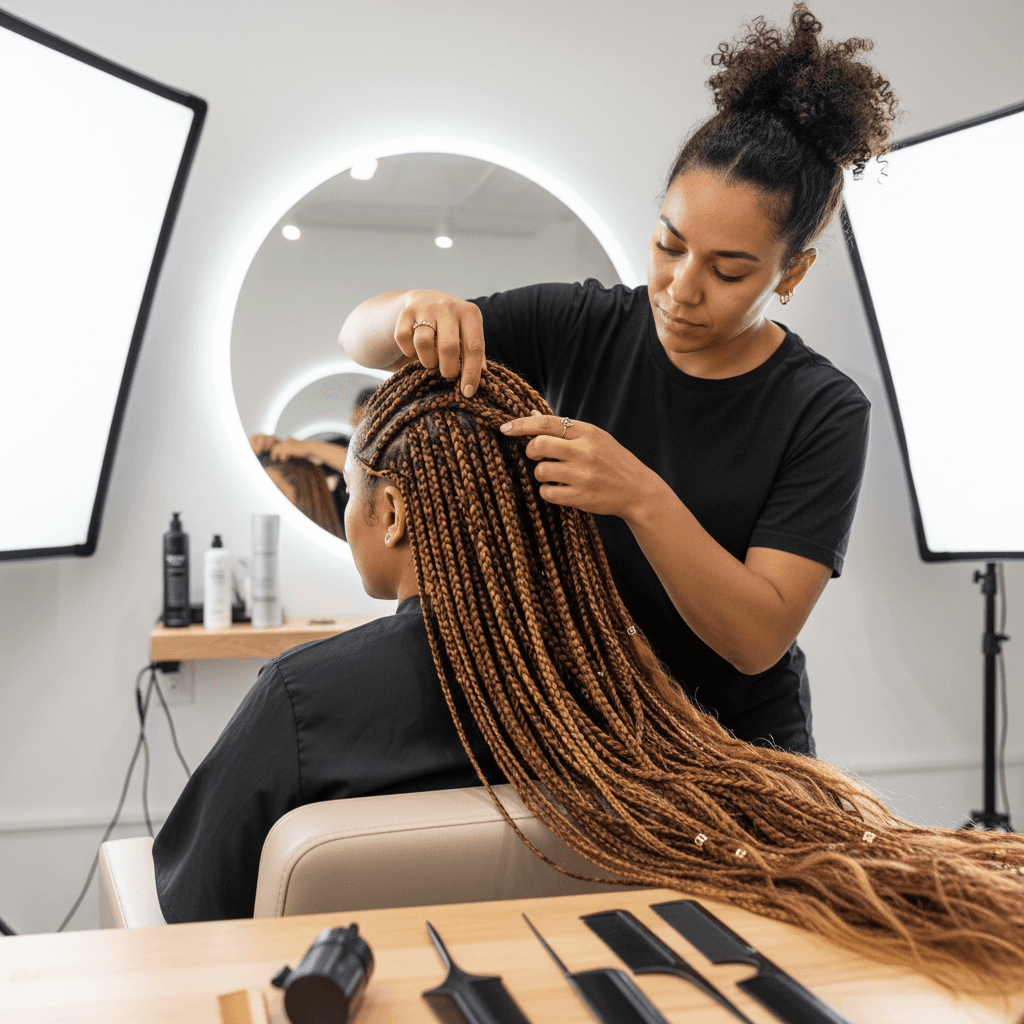 Professional mobile braiding services in Diest, Belgium by Antwerpen Braider