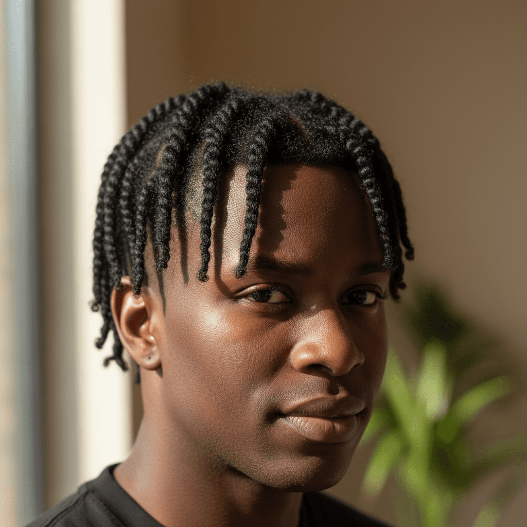 Man with two-strand twists